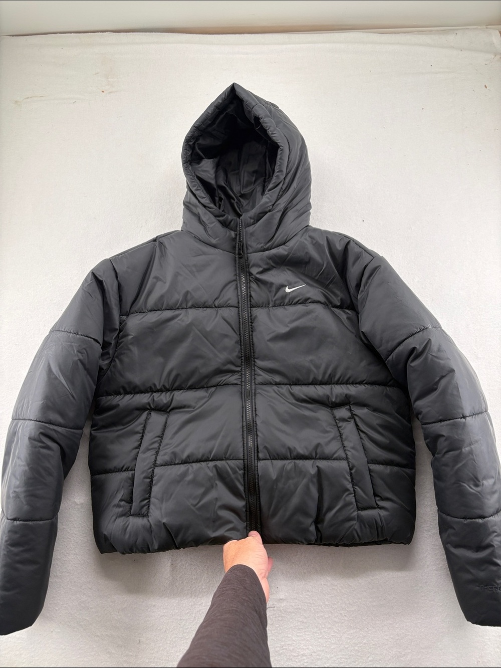 Nike Women's Black Hooded Puffer Jacket